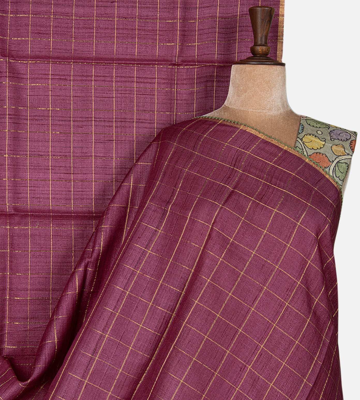 Deep Pink Tussar Saree