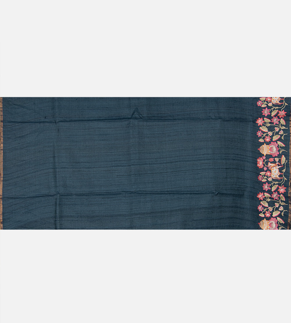 Blue Tussar Saree