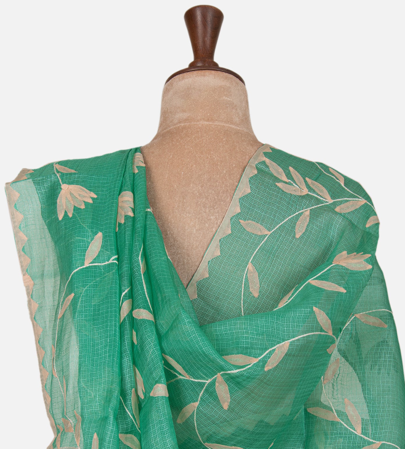 Olive Green Tussar Kota Saree