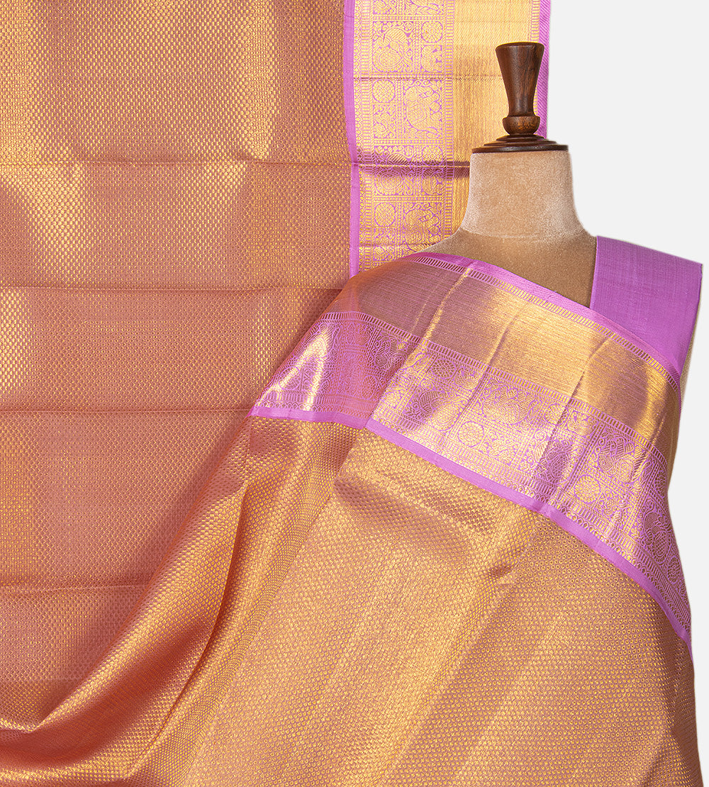 Dusty Lavender Kora Kanchipuram Silk Saree