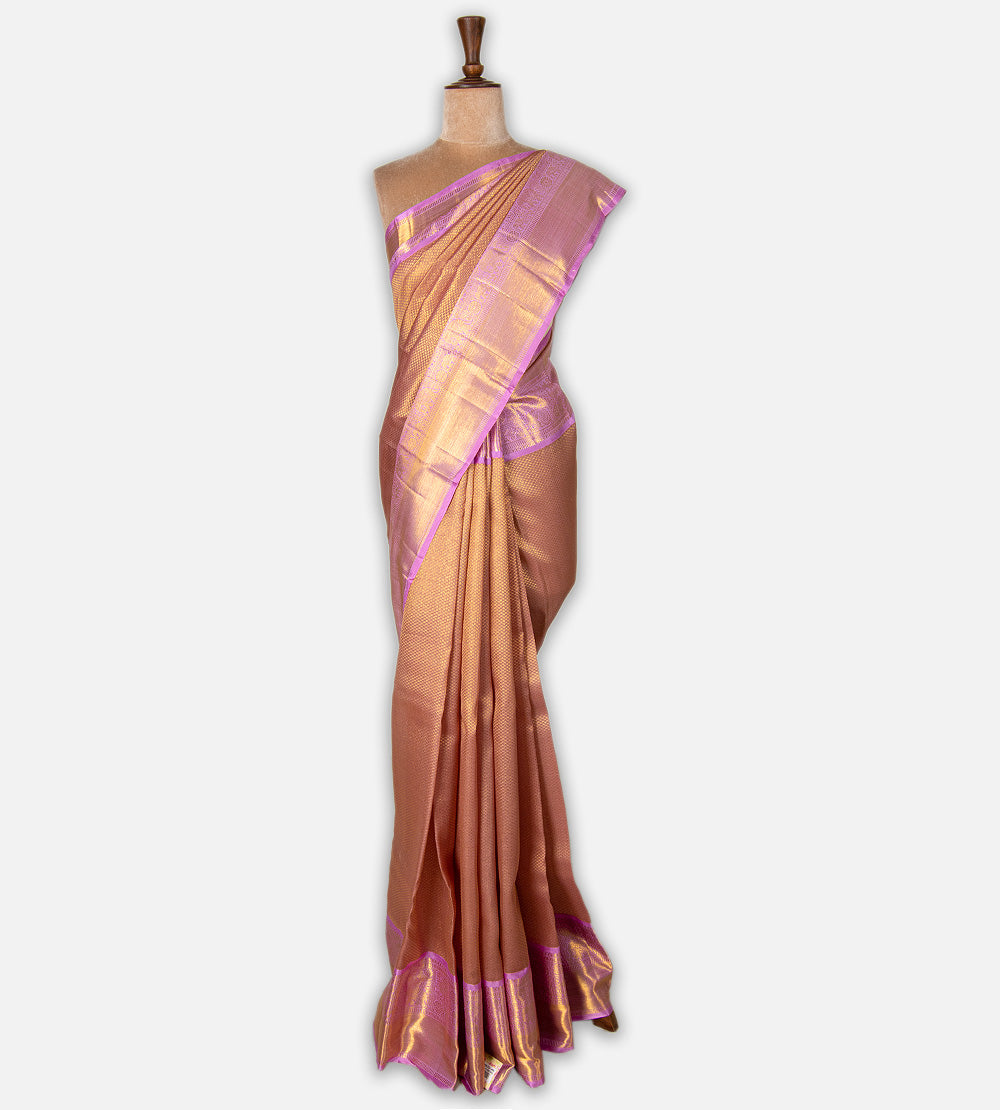 Dusty Lavender Kora Kanchipuram Silk Saree