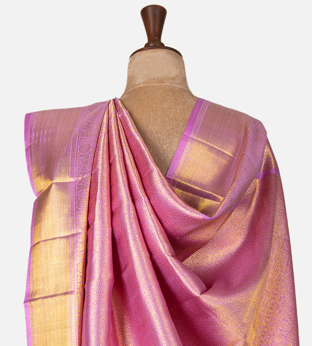 Dusty Lavender Kora Kanchipuram Silk Saree