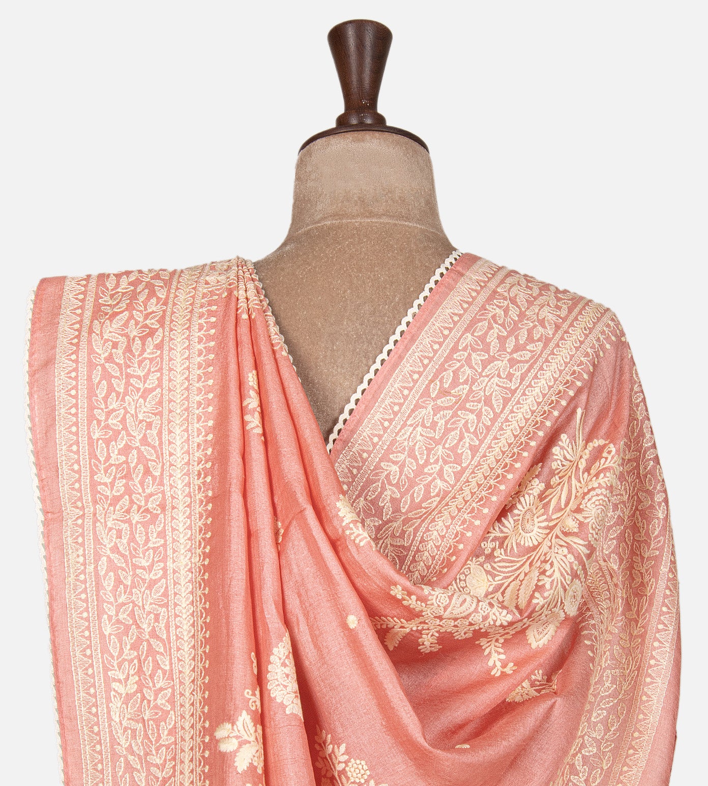 Peach Tussar Saree