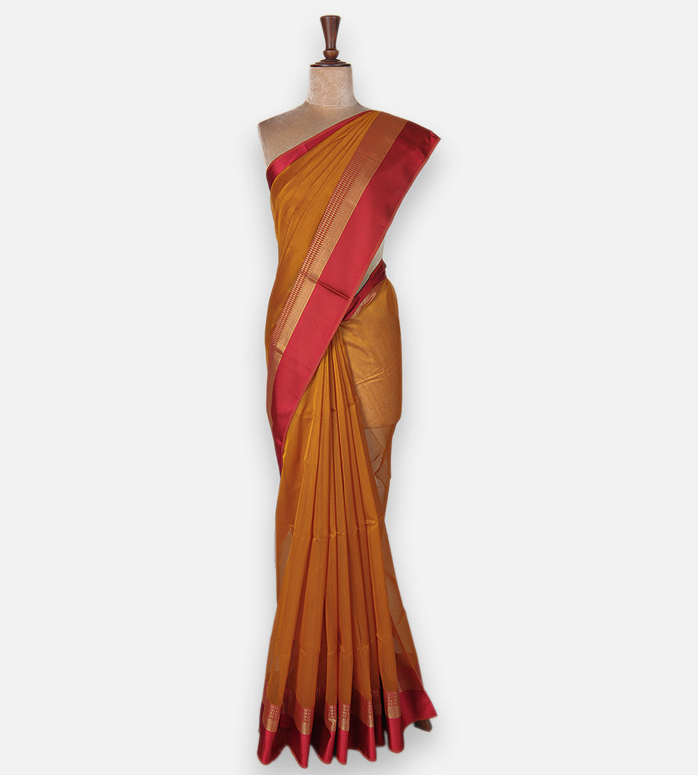 Yellow Maheshwari Cotton Saree