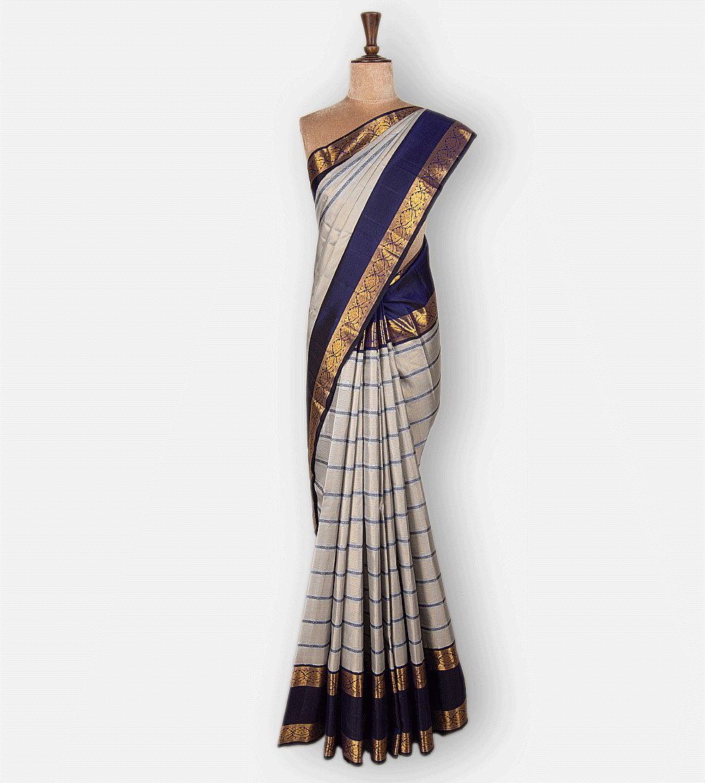 Grey Kanchipuram Silk Saree