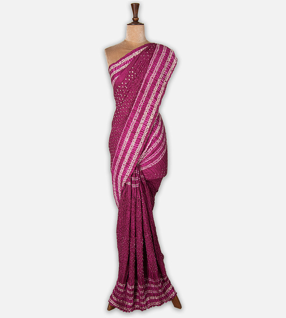 Pink Shibori Tussar Bandhani Saree