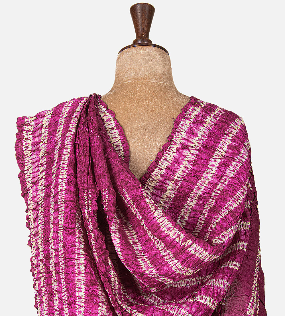 Pink Shibori Tussar Bandhani Saree