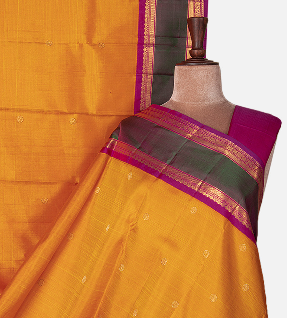 Yellow Kanchipuram Silk Saree