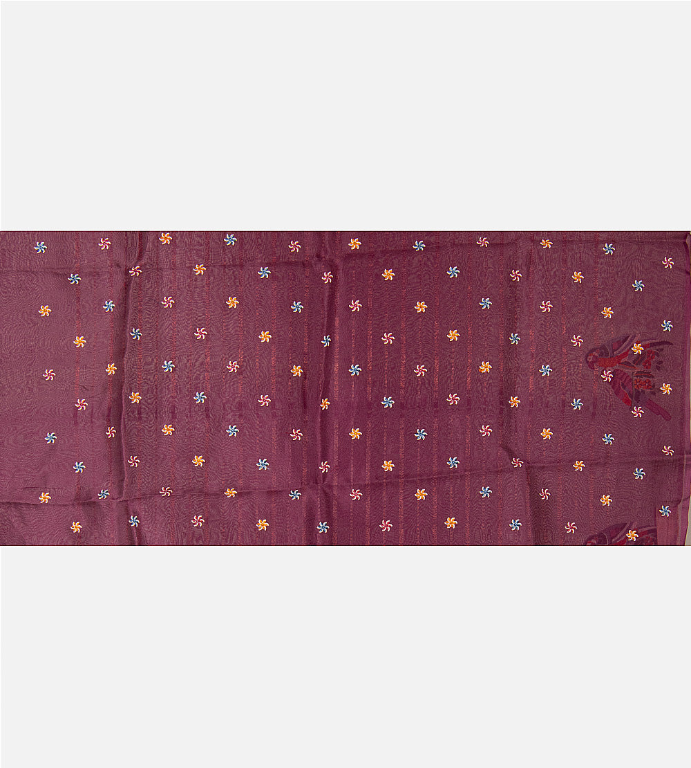 Maroon Organza Saree
