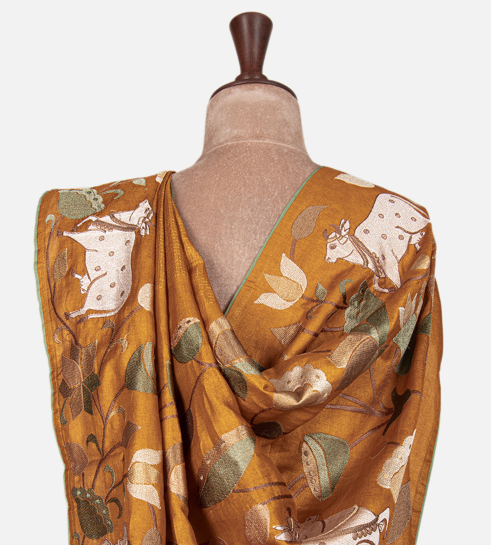 Yellow Tussar Saree