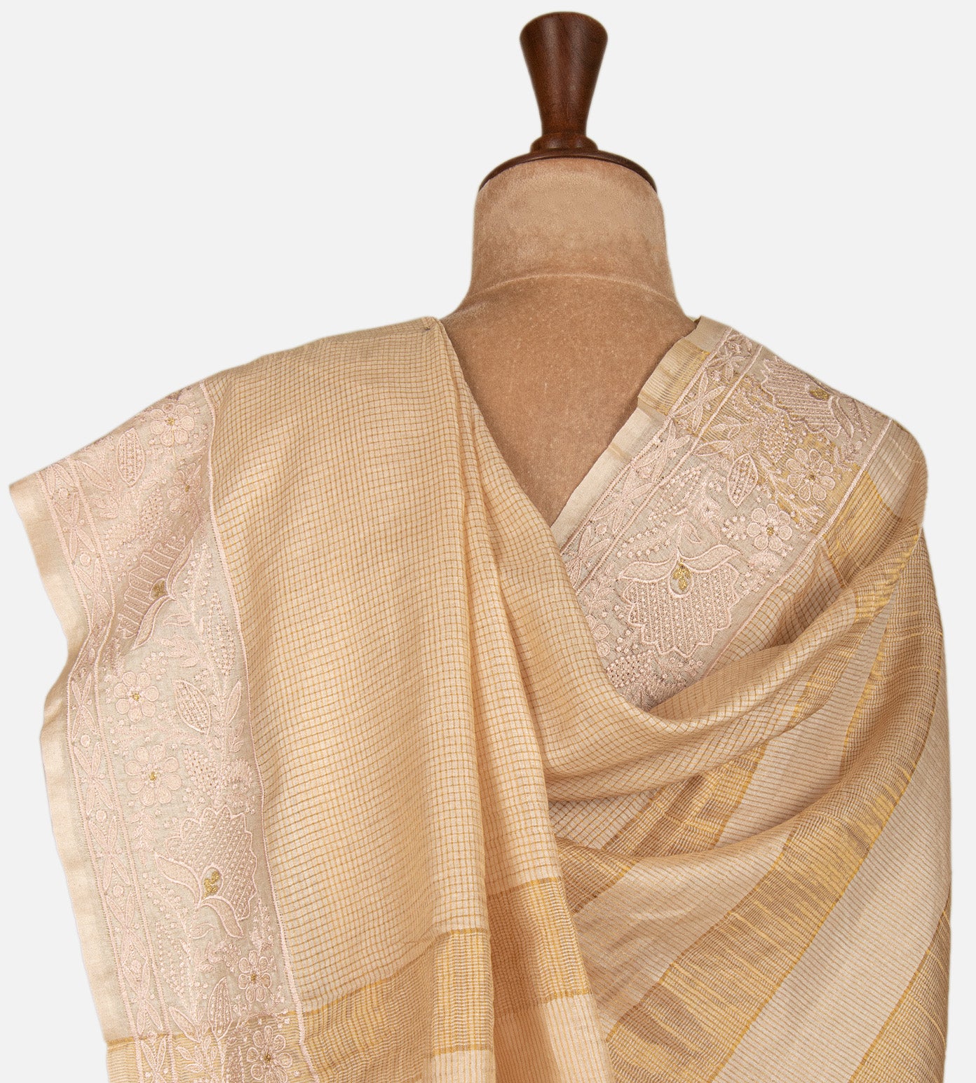 Light Beige Tussar Saree