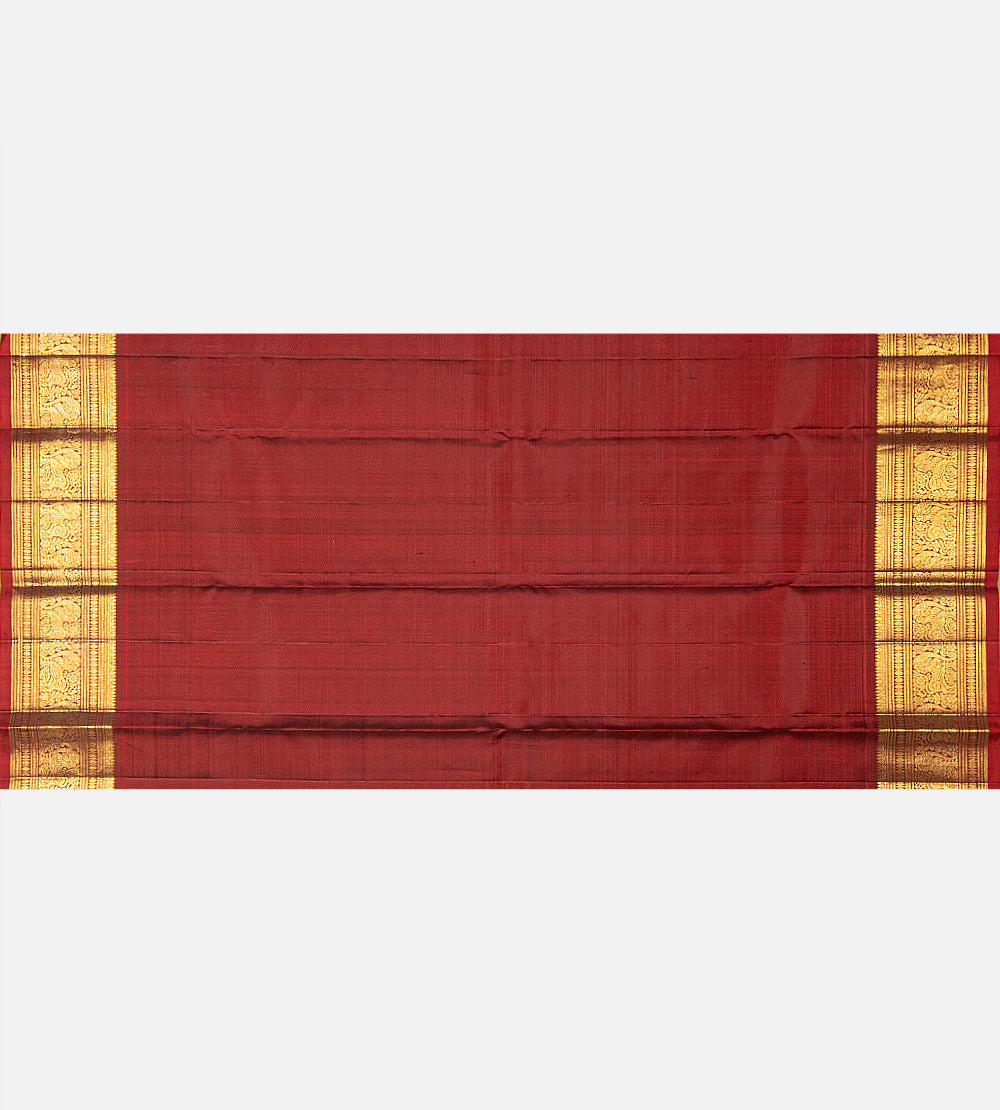 Red and black Kanchipuram Silk Saree
