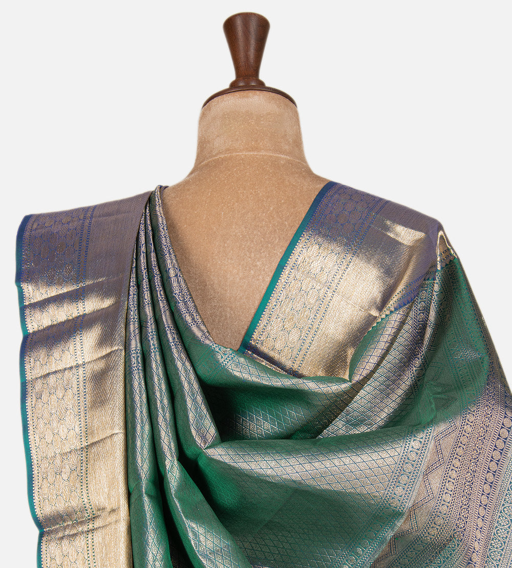 Peacock Blue Kanchipuram Silk Saree