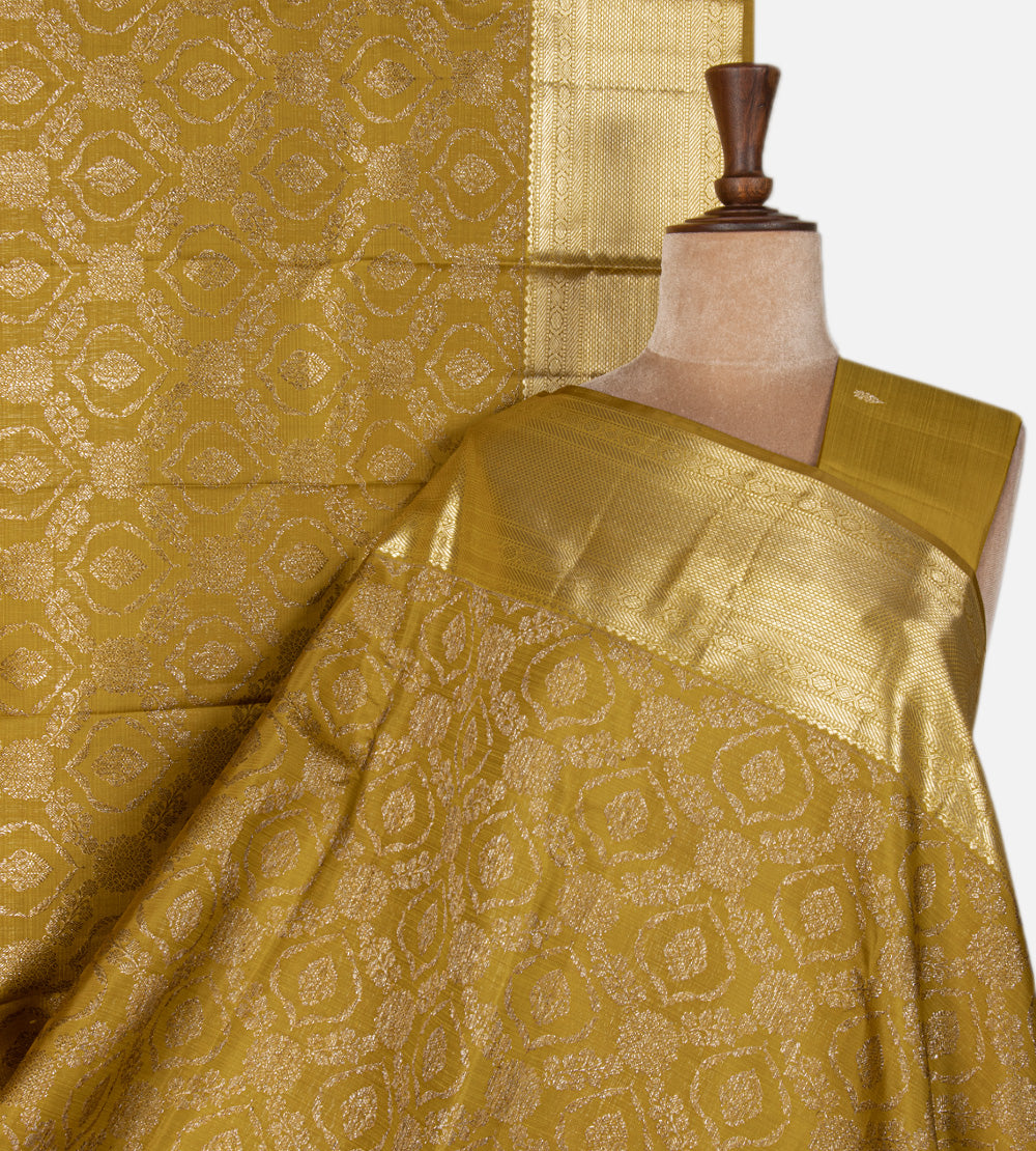 Gold Colour Kanchipuram Silk Saree