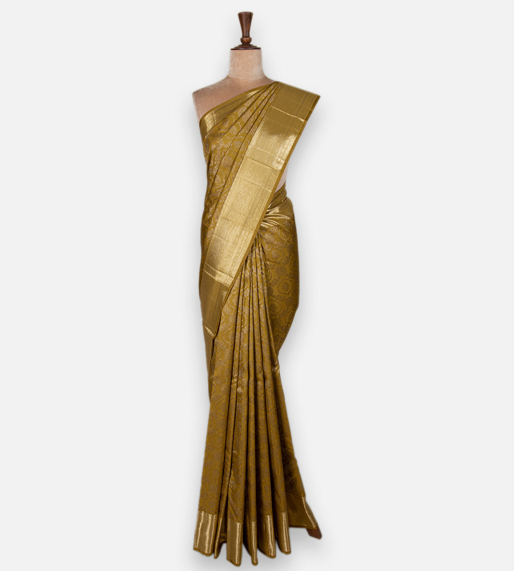 Gold Colour Kanchipuram Silk Saree