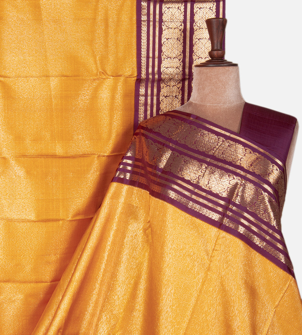 Yellow Kanchipuram Silk Saree