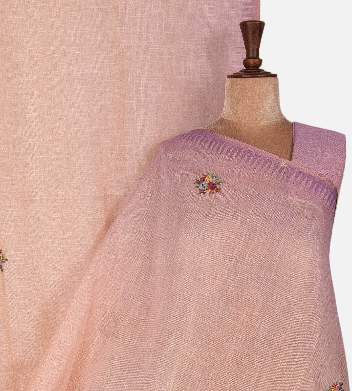 Light Peach Linen Cotton Saree
