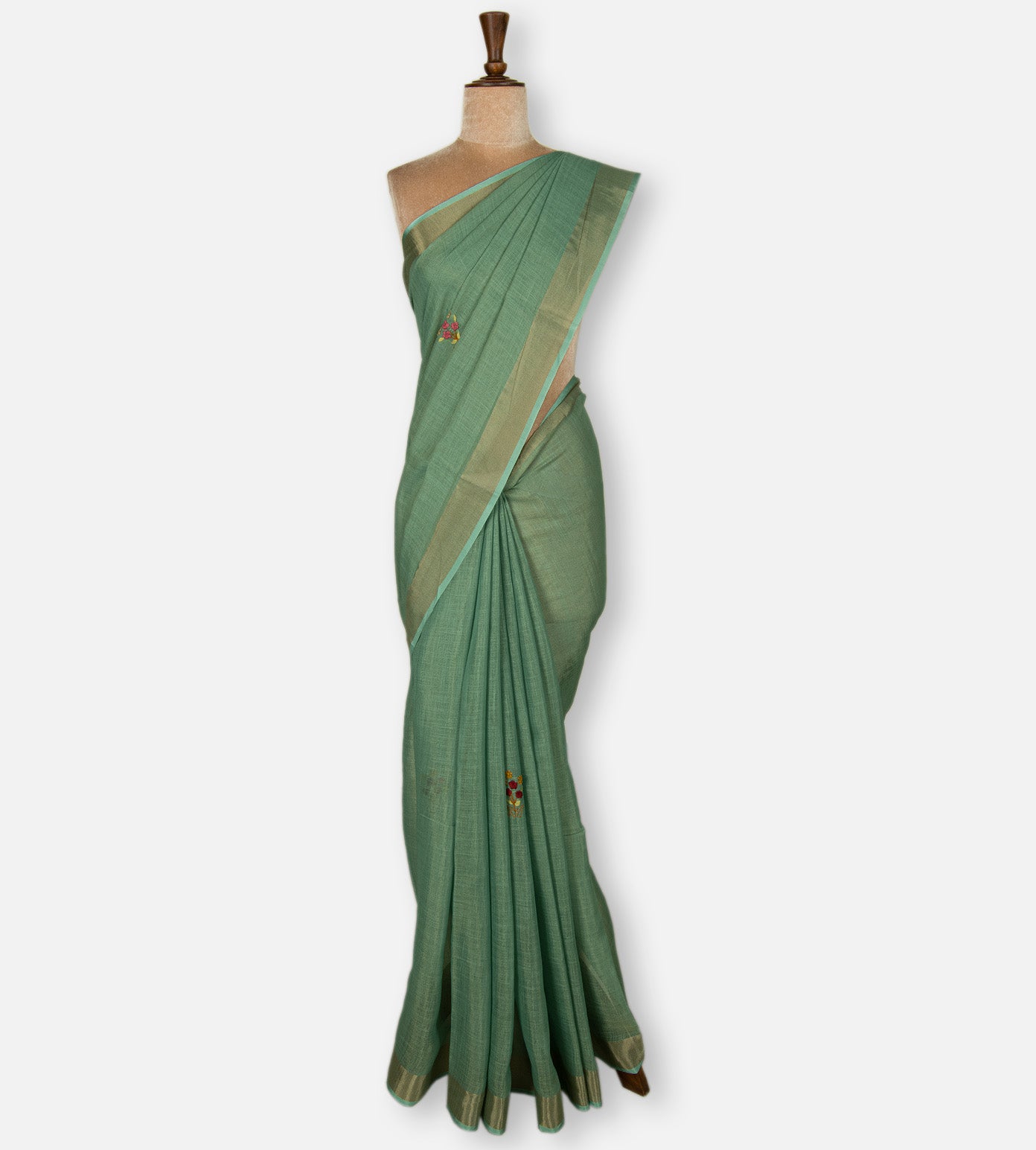 Blue Linen Cotton Saree