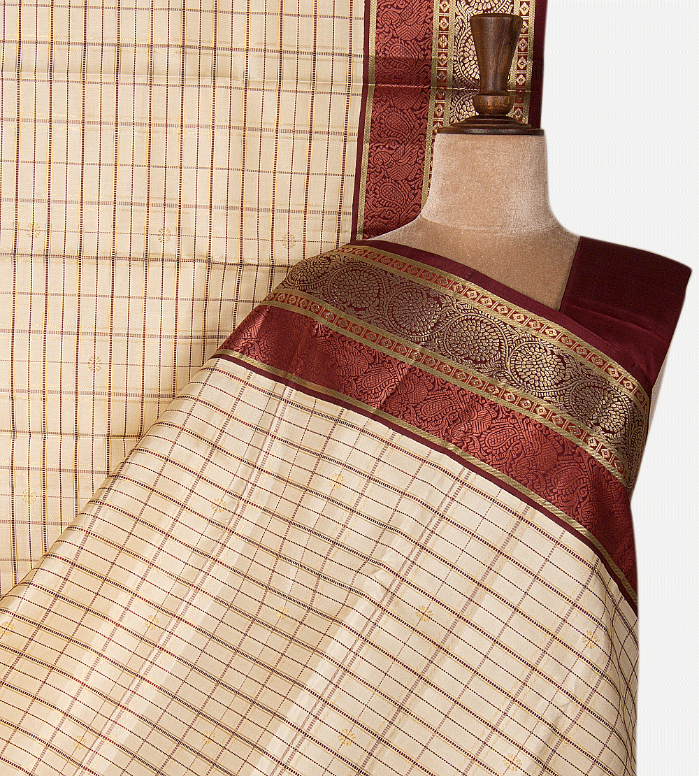 Beige Kanchipuram Silk Saree