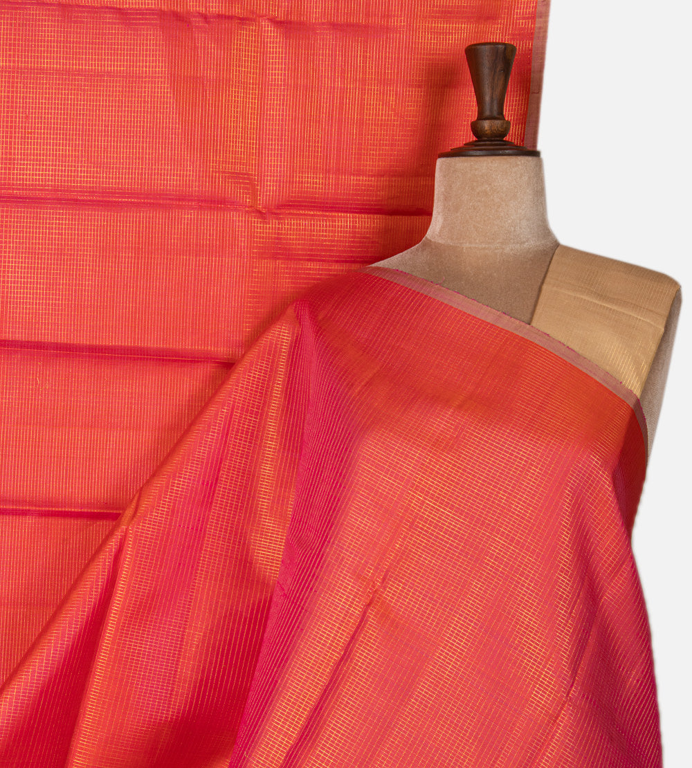 Orangish Pink Kanchipuram Silk Saree