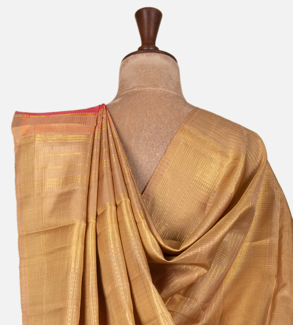 Orangish Pink Kanchipuram Silk Saree