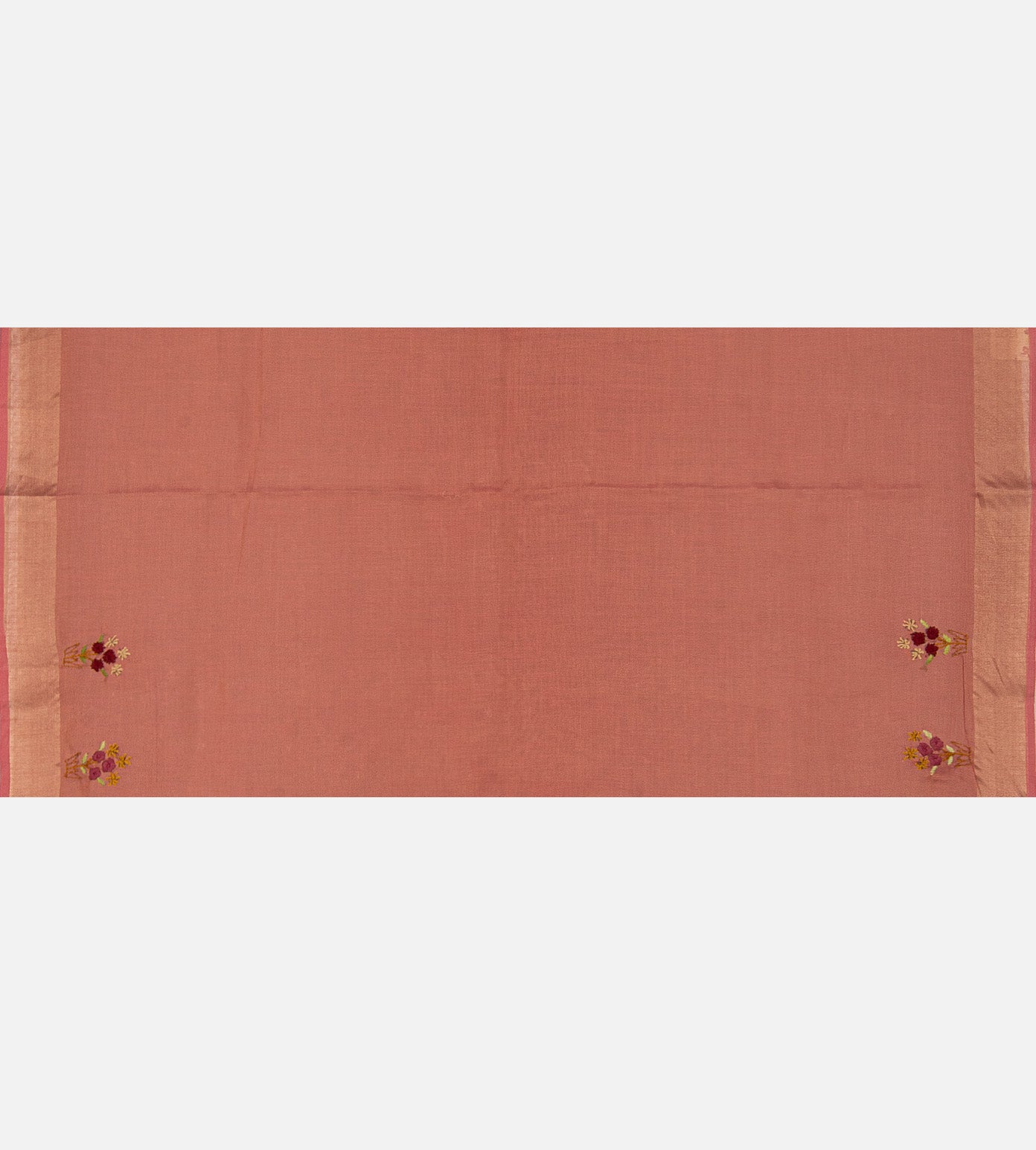 Salmon Pink Linen Cotton Saree