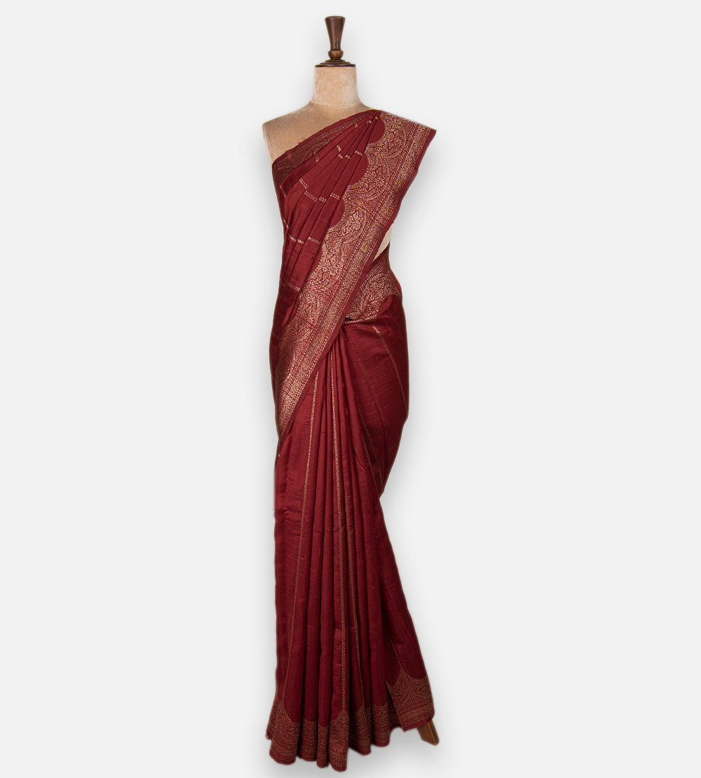 Maroon Banarasi Tussar Saree