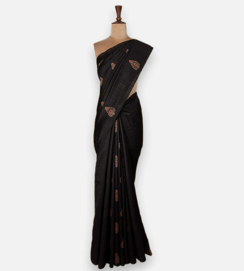 Black Banarasi Tussar Saree