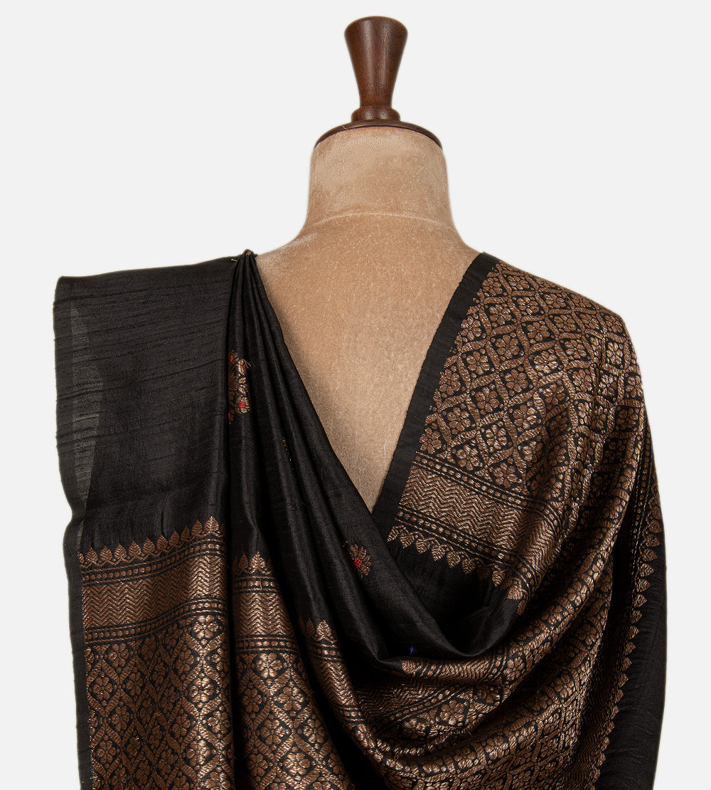 Black Banarasi Tussar Saree
