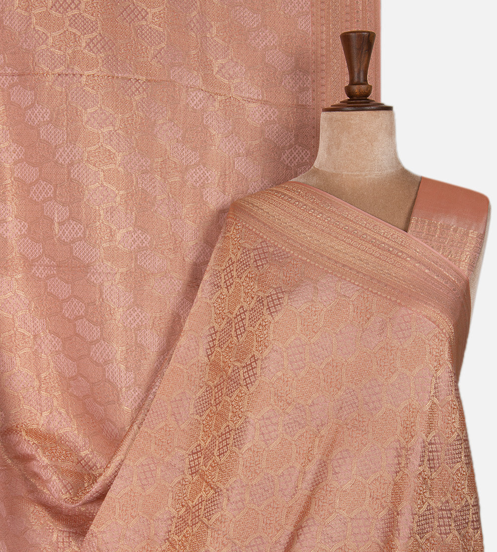 Light Peach Banarasi Crepe Saree