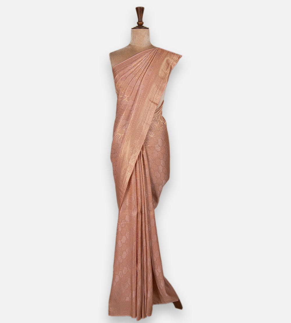 Light Peach Banarasi Crepe Saree