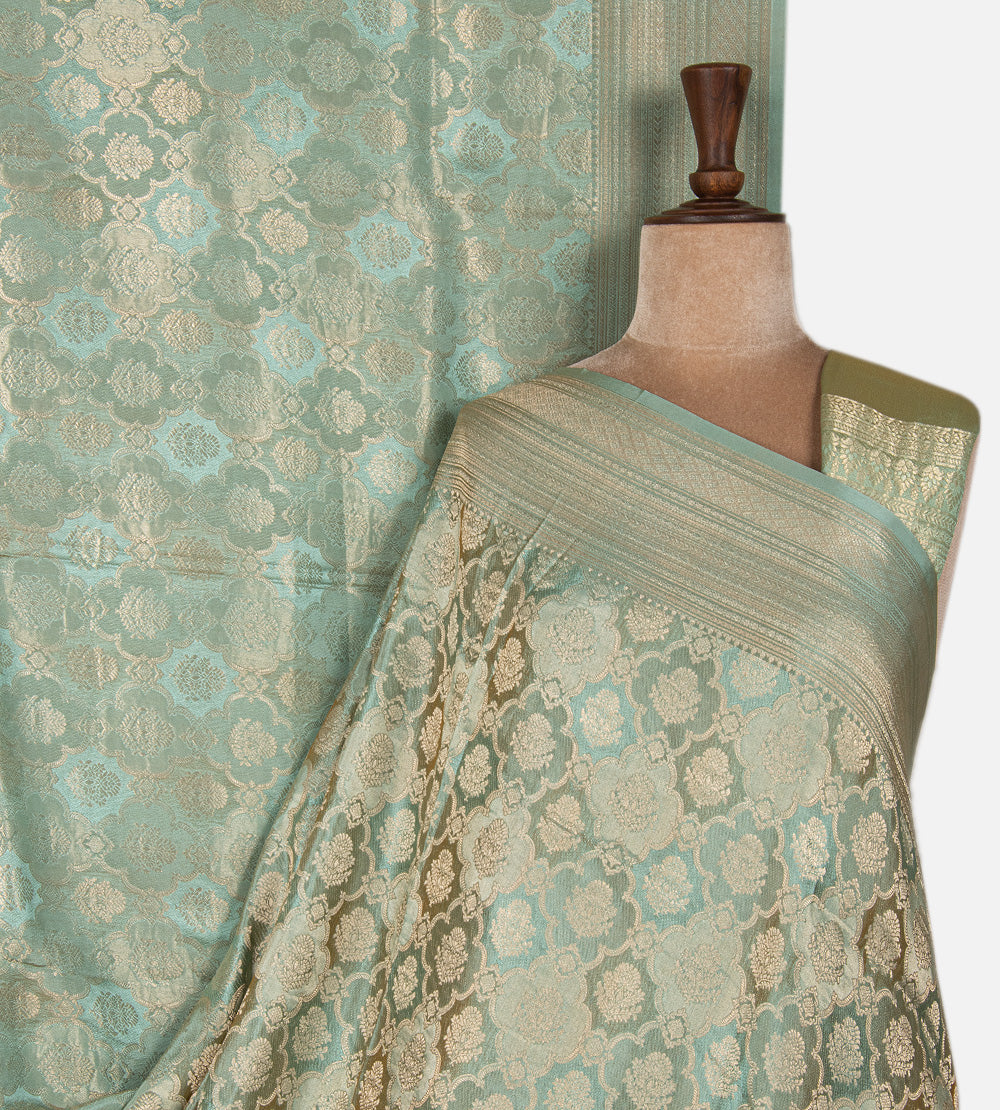 Pastel Blue Banarasi Crepe Saree