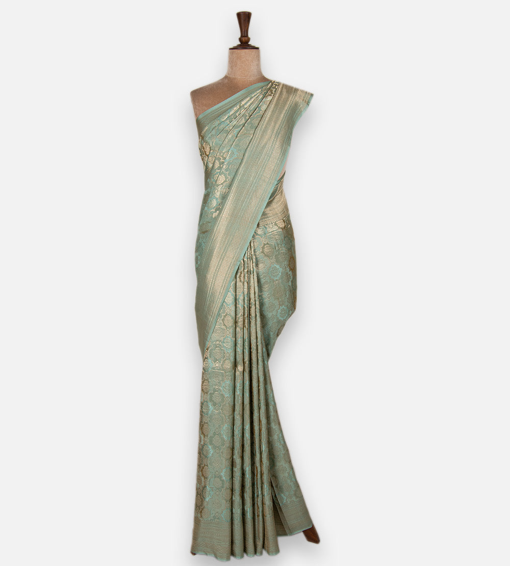 Pastel Blue Banarasi Crepe Saree