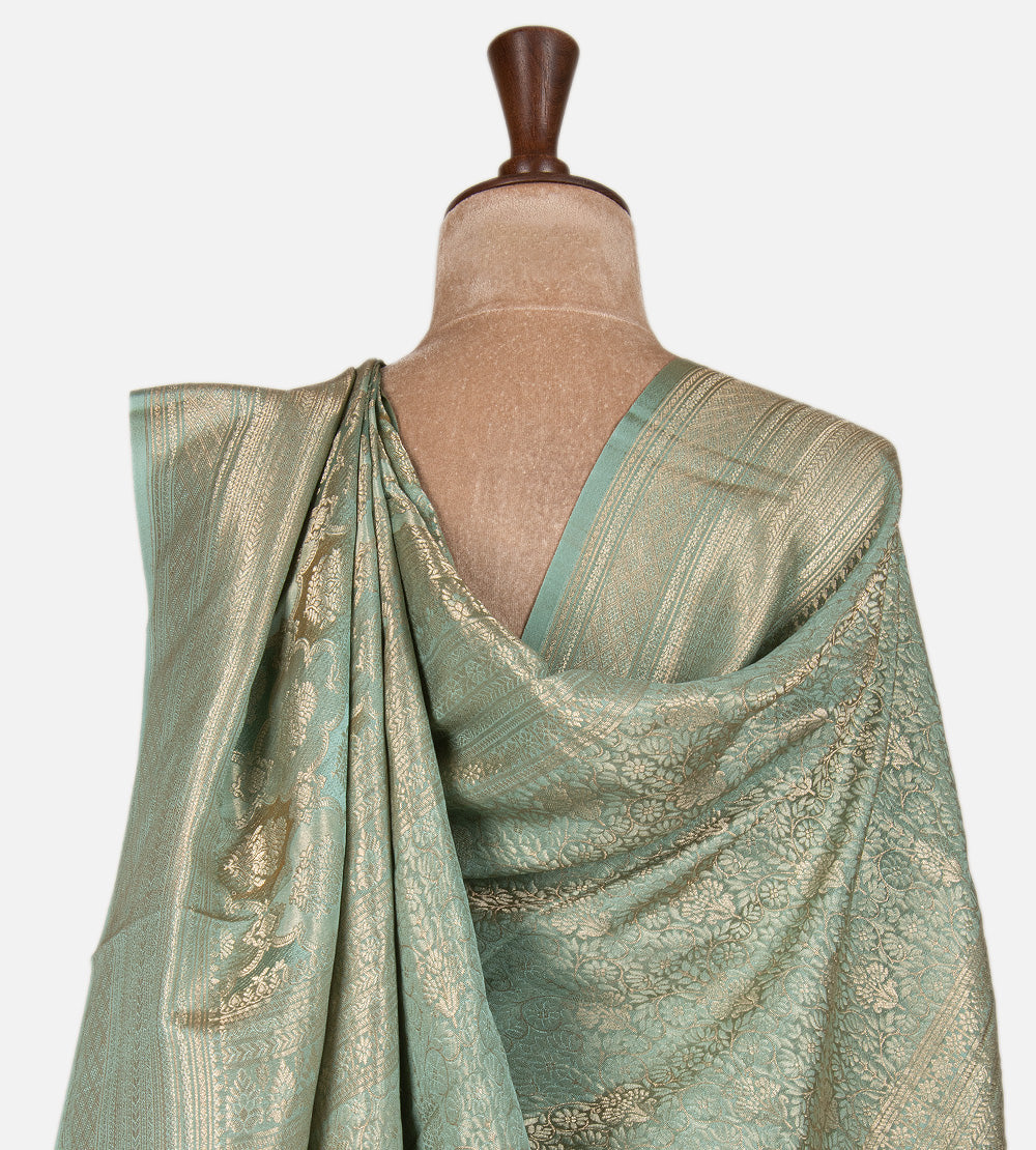 Pastel Blue Banarasi Crepe Saree