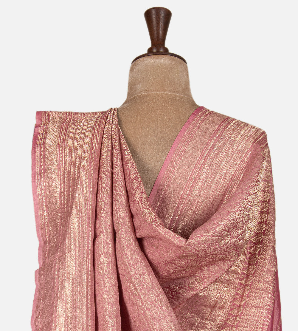 Pink Banarasi Crepe Saree