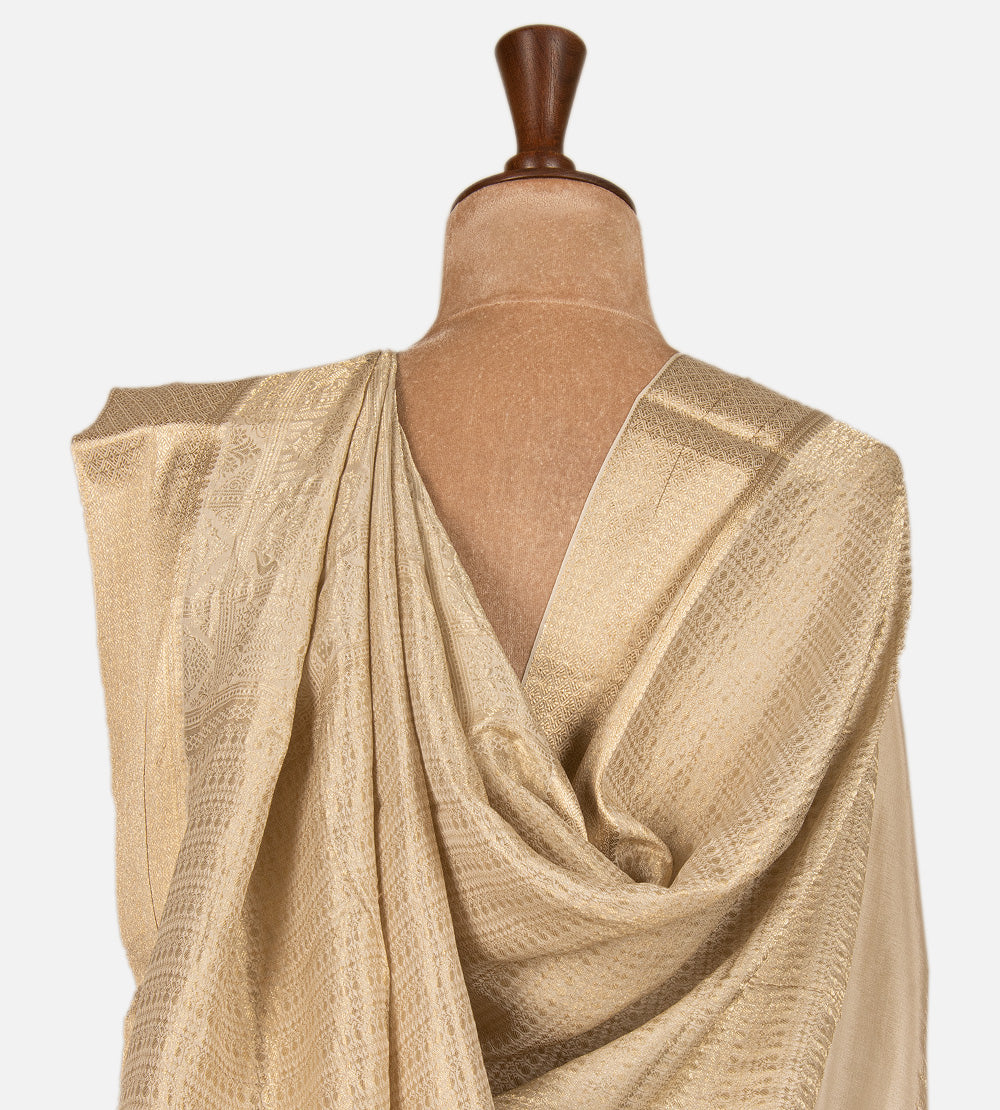 Deep Creme Banarasi Crepe Saree