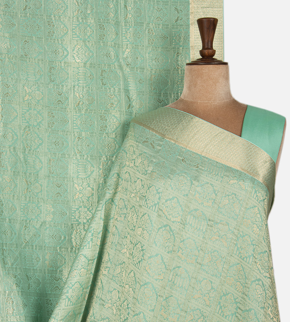 Green Banarasi Crepe Saree