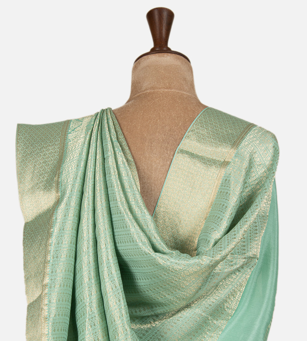 Green Banarasi Crepe Saree