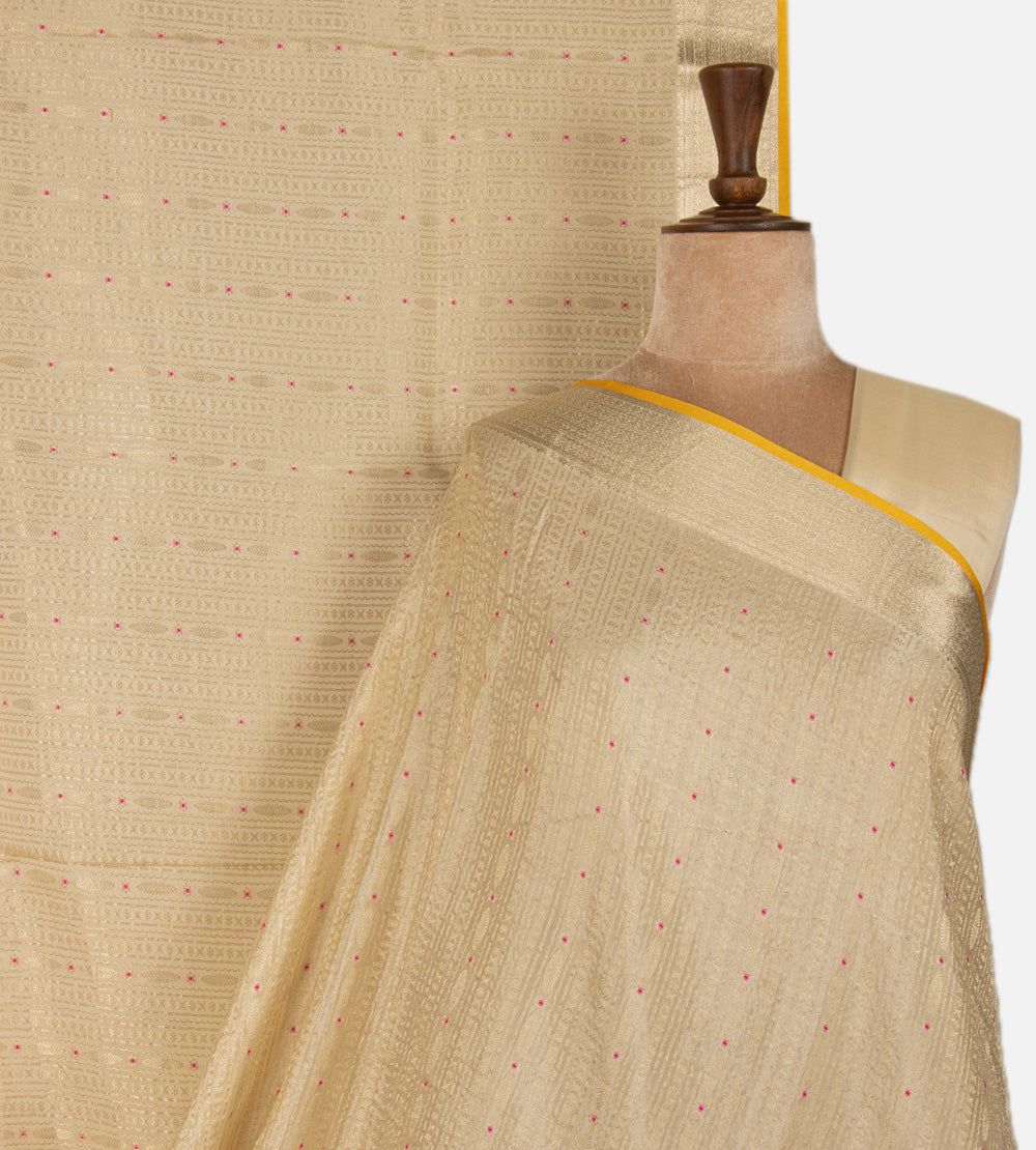 Deep Creme Banarasi Crepe Saree