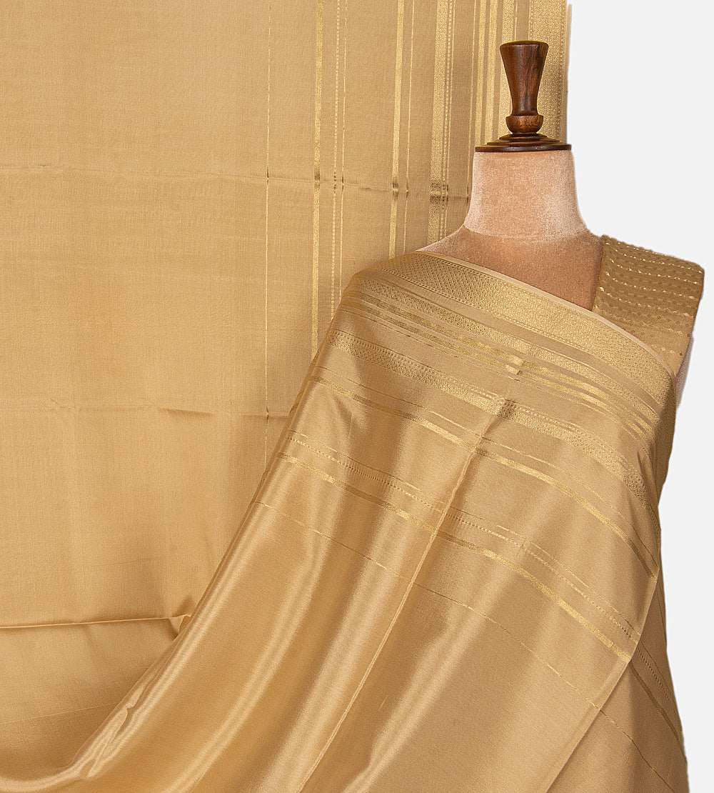 Beige Mysore Crepe Saree