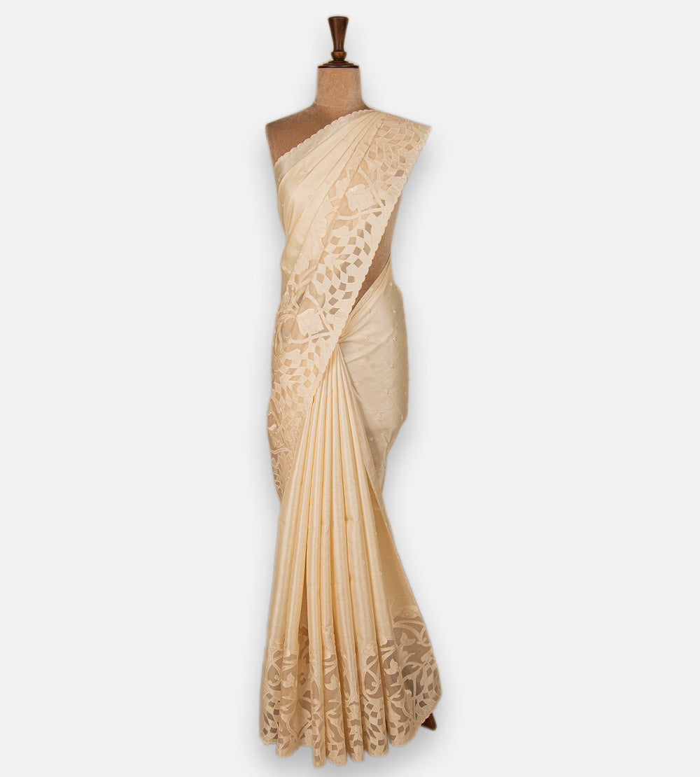 Light Beige Tussar Saree