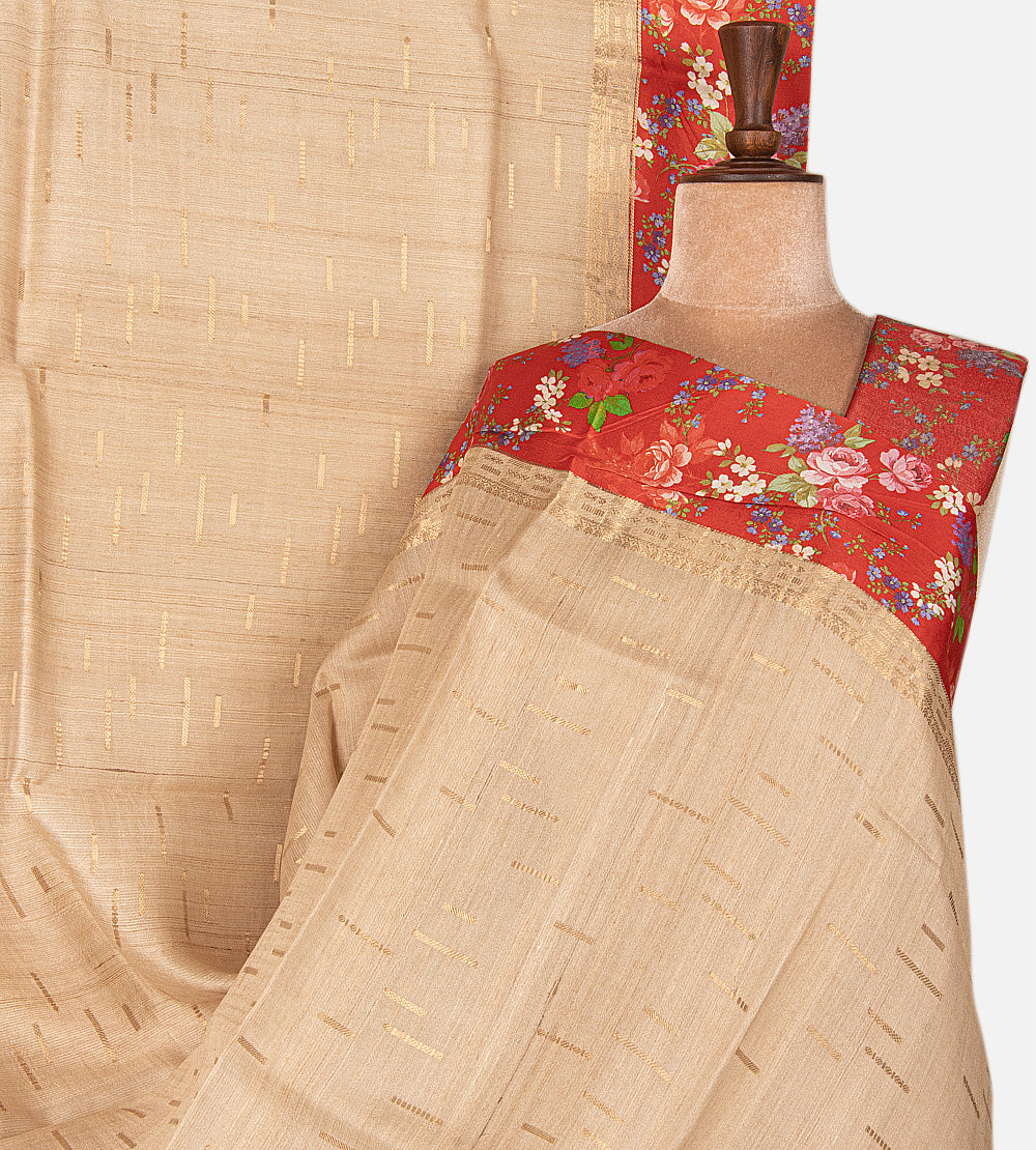 Beige Tussar Saree