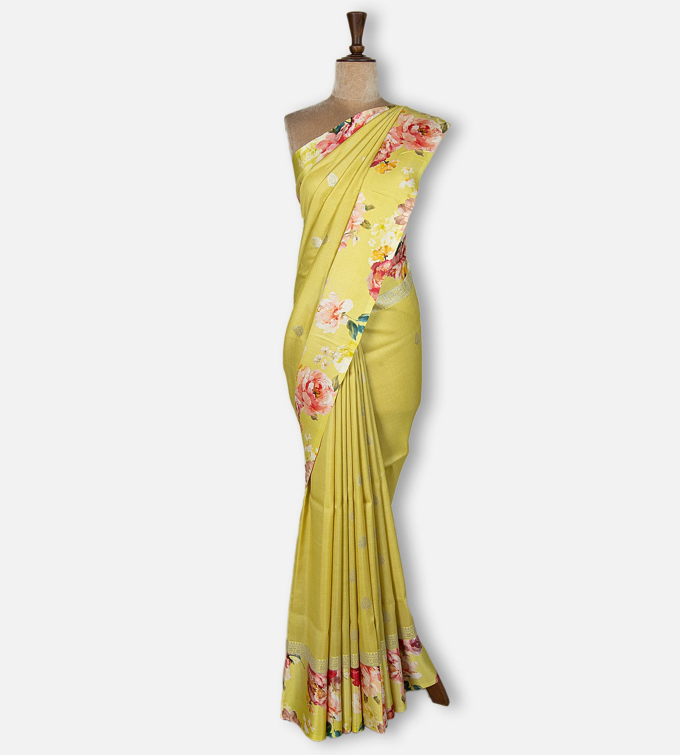 Lime Yellow Kattan Silk Saree