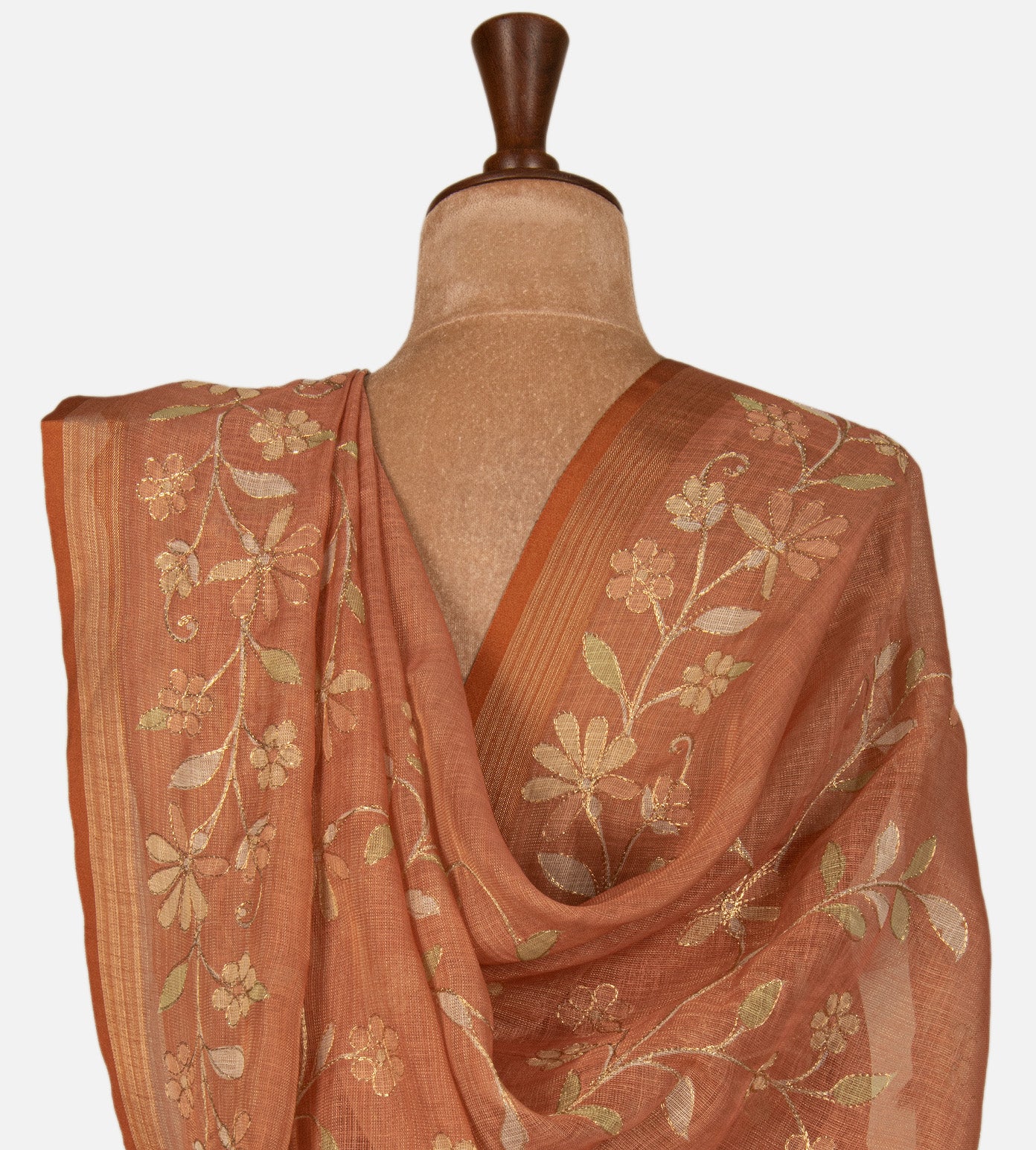 Peach Linen Cotton Saree