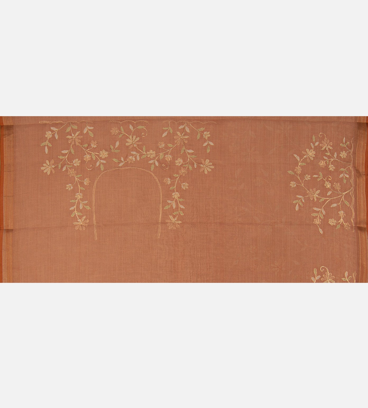 Peach Linen Cotton Saree