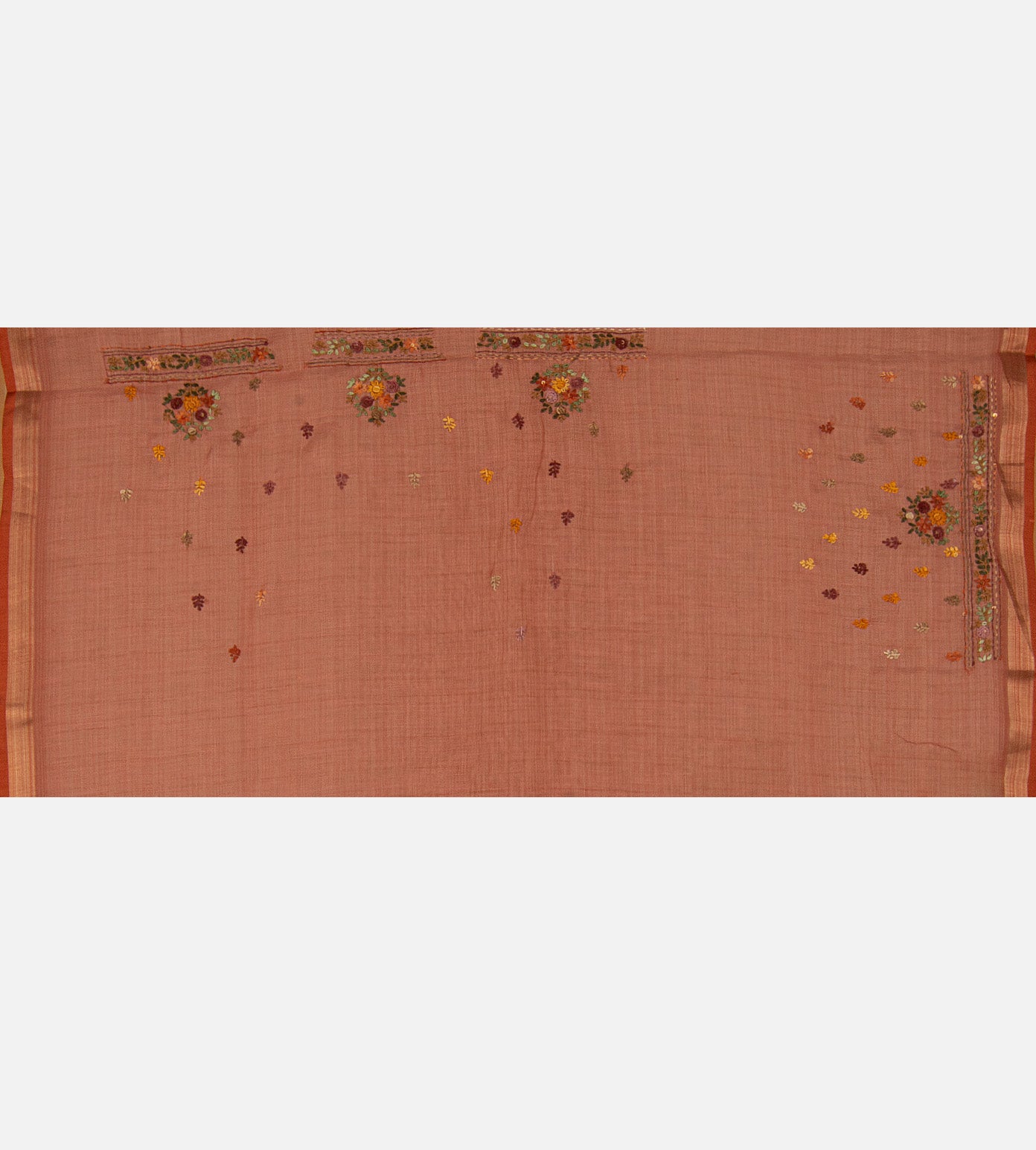 Peach Linen Cotton Saree