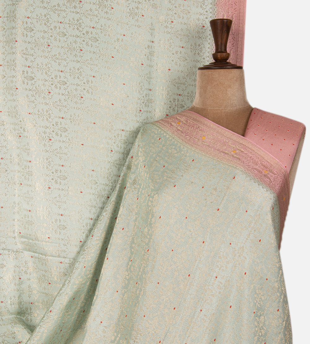 Pastel Blue Banarasi Crepe Saree