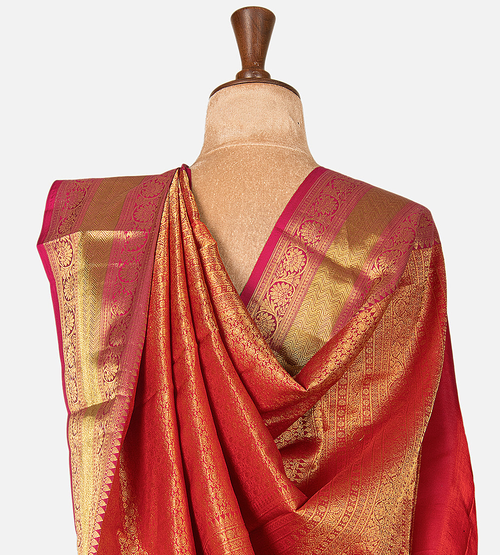 Pinkish Red Soft Silk Saree