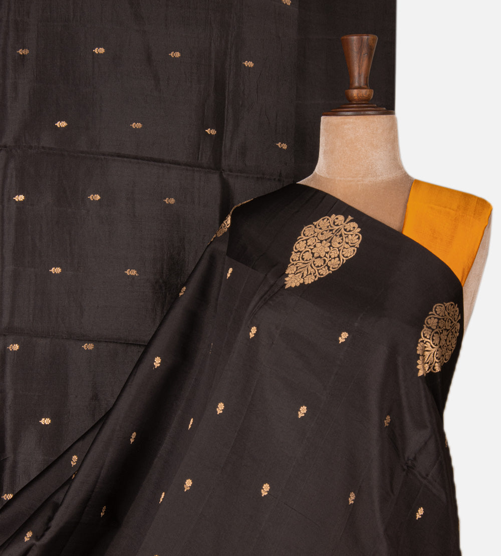 Black Banarasi Kattan Silk Saree