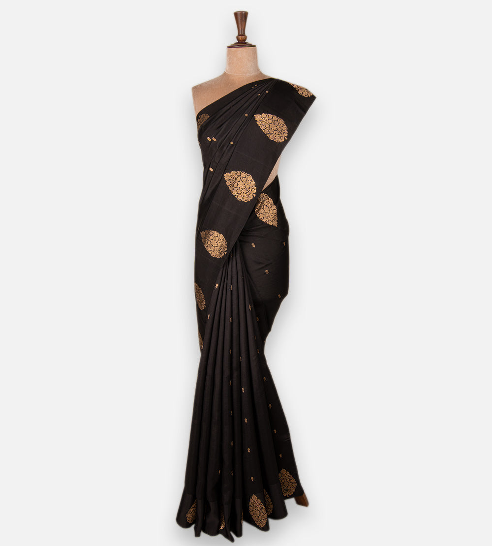 Black Banarasi Kattan Silk Saree